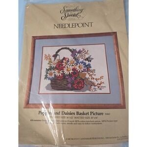 Poppies and Daisies  Basket Needlepoint Kit Candamar Something Special  #30461